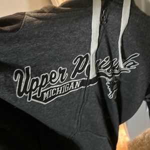UP Michigan zip up hoodie,extra large, SUPER soft, worn once, gray/black